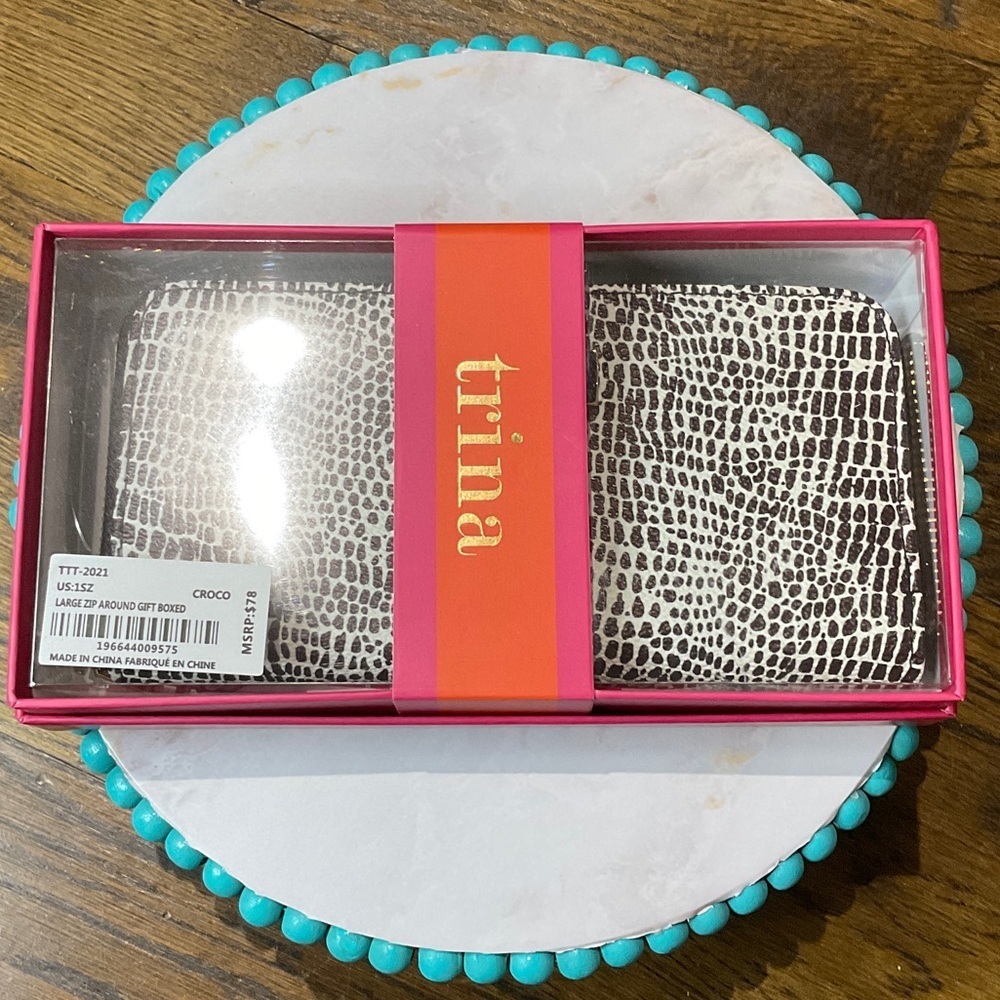 Trina Turk Large Zip Around Wallet in Crocodile